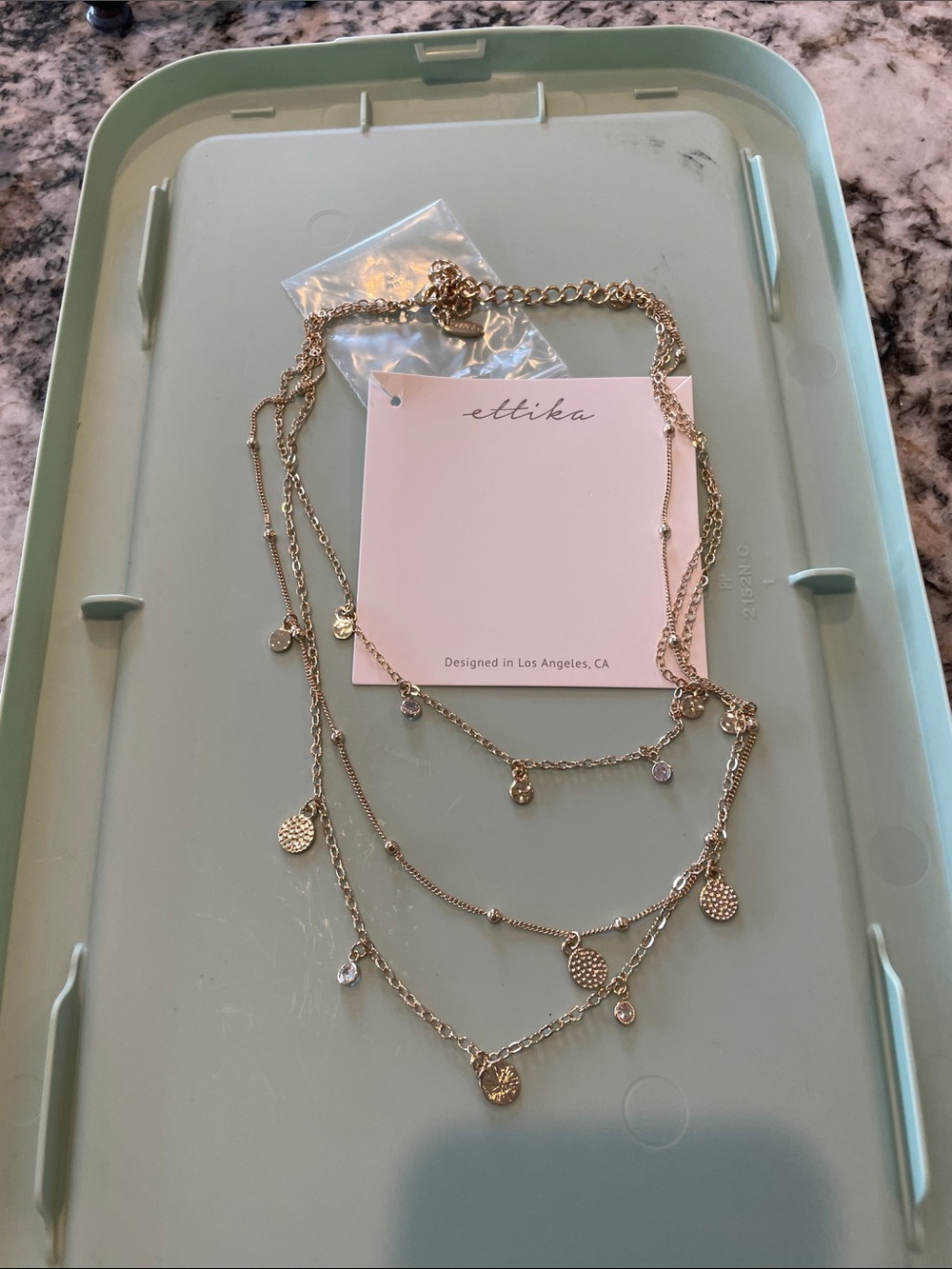 ettika layered gold-tone coin & crystal drop necklace
